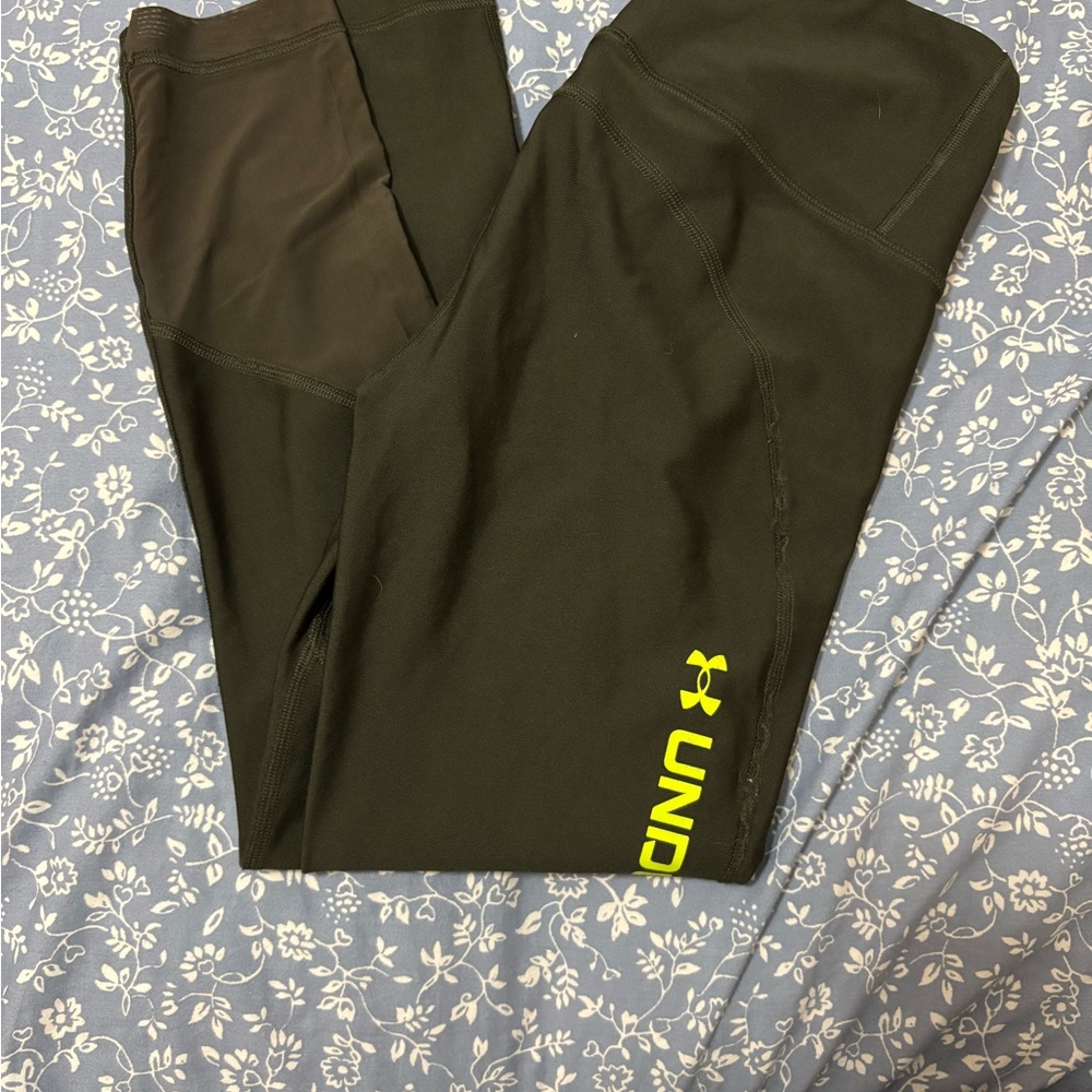 Under Armour Black Leggings with Neon Logo